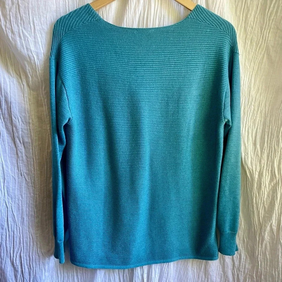 Ella Moss Blue Ribbed Long Sleeve Sweater, M - Picture 4 of 11